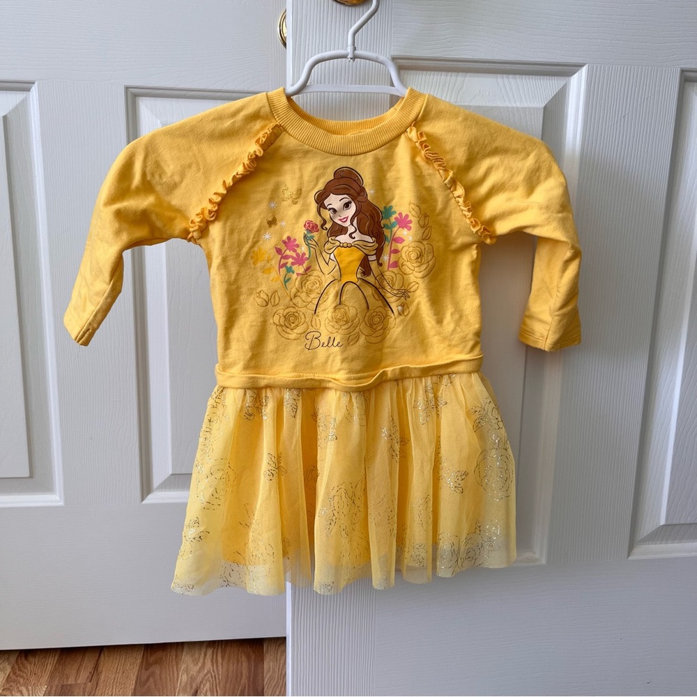 Disney Princess Belle Yellow Long-Sleeve Dress w/ tutu 2T